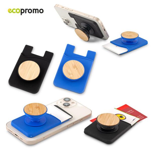 Portatarjetas adhesivo para móviles Pump Bambú