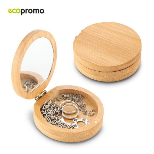 Espejo con joyero en bambú compacto Natural