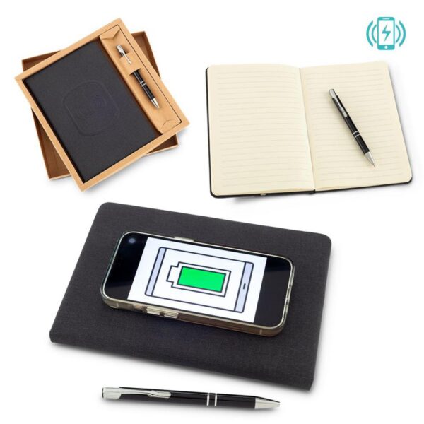 Cargador Inalambrico Con Libreta y Boligrafo
