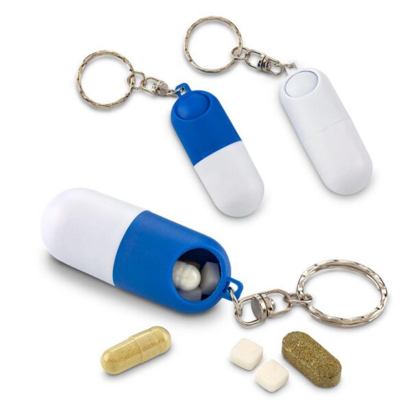 Llavero Plastico Pastillero en Forma de Capsula