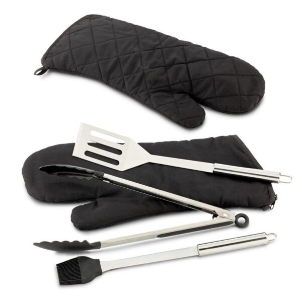 Set de Bbq Con Guante Poliester 3 Utensilios
