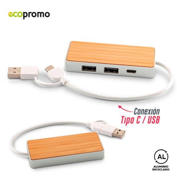 Puerto Usb Bambu y Acero Reciclado Dante eco