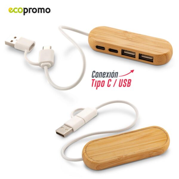 Puerto Usb Massimo Bambu Dos puertos
