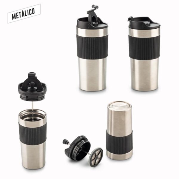 Mug Metalico Con Prensa Francesa 450ml