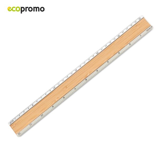 Regla en aluminio con bambú de 30 cm