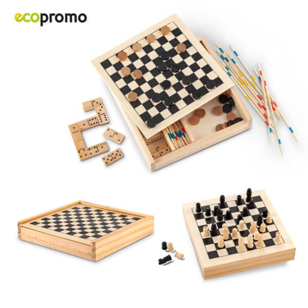 Set de Juego Madera Chessman Ajedrez Dominó y Palillos