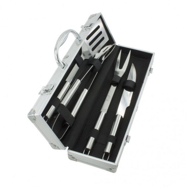 Set BBQ Elaborado Aluminio con 4 Utencillos para Asados