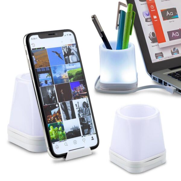 Portaboligrafos Con Puertos Usb Belind Con Luz Led