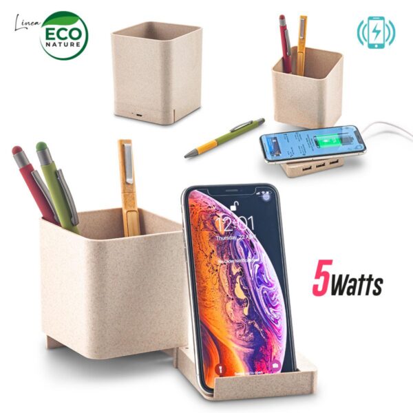 Cargador Inalambrico Cubik PortaBoligrafos en Plastico