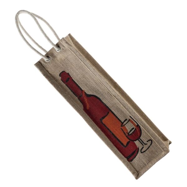 Bolsa En Yute Wine Agarradera De Cordon Impresion Botella