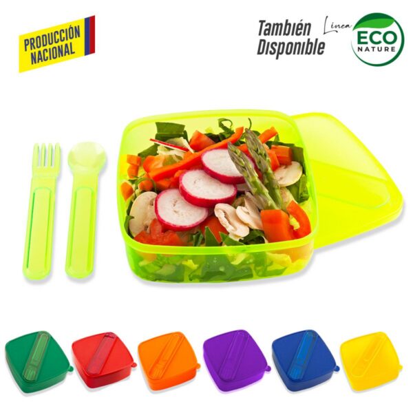 Porta Comida Plastico Sencillo Con Cubiertos