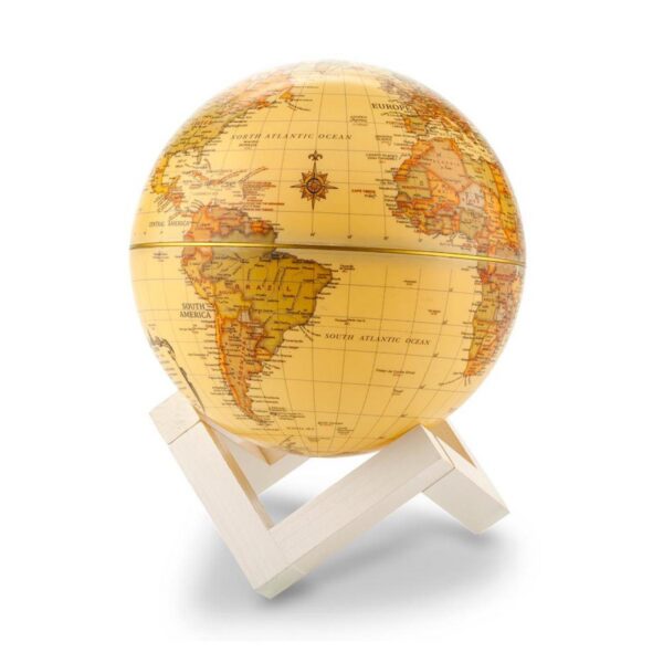 Globo Terraqueo Antique Plastico Base En Madera