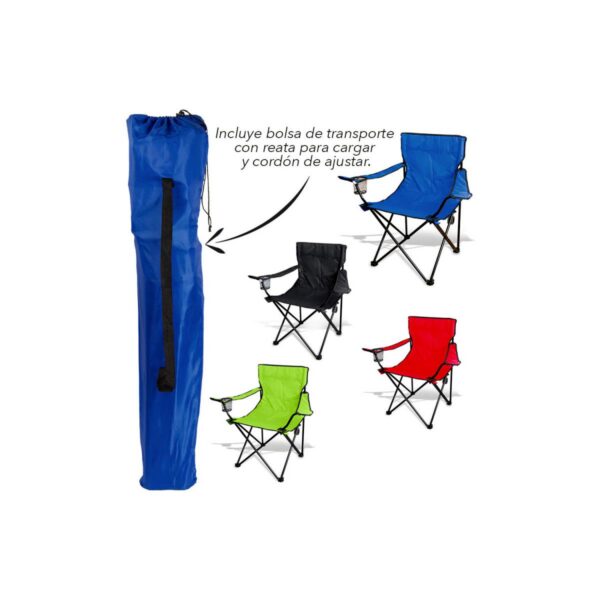 Silla Plegable Con Descansa Brazo Y Portavaso