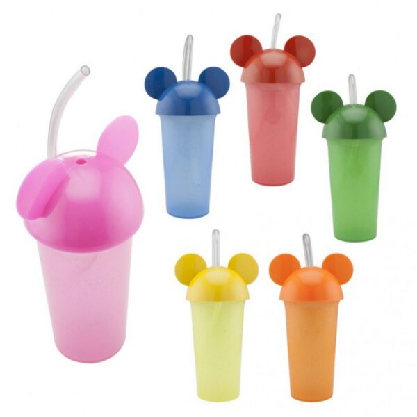 Vaso en Plastico Ear Incluye Tapa Pitillo Flexible