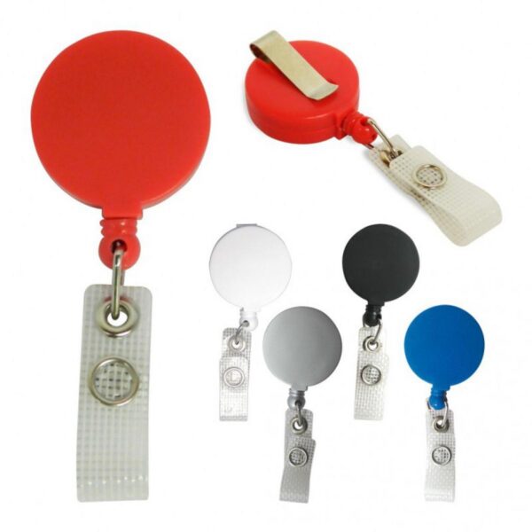 Yoyo Redondo Portacarnet Plastico Retractil Clip